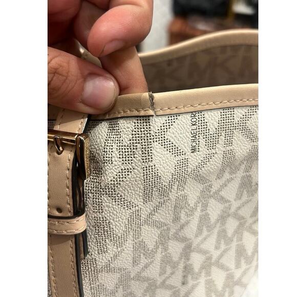 Michael Kors White and Tan Tote Bag - Picture 8 of 8